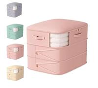 Bolsa autocomprimible Hueborne for guardar edredones: bolsa grande de triple capa que ahorra espacio y se comprime sin vacío for ropa de cama, edredones y plumíferos(Pink)