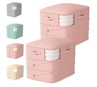 Bolsa autocomprimible Hueborne for guardar edredones: bolsa grande de triple capa que ahorra espacio y se comprime sin vacío for ropa de cama, edredones y plumíferos(2PCS- pink)