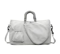 Bolsa Badminton Tenis Espaciosa 2 Tonos 2en1 Hombro Tote Carga Lateral 2 Raquetas Oxford Resistente Agua Deportiva Versátil Pendular Gimnasio Separación Seco Húmedo Hombre Mujer Pareja White