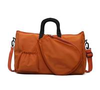 Bolsa Badminton Tenis Espaciosa 2 Tonos 2en1 Hombro Tote Carga Lateral 2 Raquetas Oxford Resistente Agua Deportiva Versátil Pendular Gimnasio Separación Seco Húmedo Hombre Mujer Pareja Brown