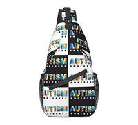Bolsa bandolera antirrobo, para coloridas piezas de rompecabezas de concienciación sobre el autismo, color negro, mochila bandolera impermeable para el pecho, mochila informal ligera para viajes y dep