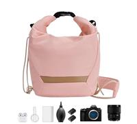 Bolsa bandolera para cámara, bolsa de 25 cm, almacenamiento modernizado, pequeña funda compacta impermeable con acolchado denso, bolsa para fotografía para videografía urbana, rosa claro, Refer to