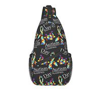 Bolsa bandolera para hombres y mujeres, para rompecabezas coloridos, concienciación sobre el autismo, color negro, mochila de hombro, bolsas de pecho, mochila cruzada para senderismo al aire libre, ca
