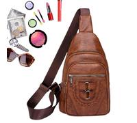Bolsa bandolera para mujer, bolsa de viaje, bolsa de pecho, riñonera, bolsa de hombro, bolsa de cuero sintético, mochila deportiva para senderismo, Brown, 1