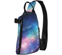 Bolsa bandolera para mujeres y hombres, mochila cruzada en el pecho, bolsa de pelo corto, pomerania, senderismo, viajes, riñonera, Galaxia del cielo, Talla única, moda