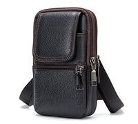 Bolsa Bandolera para Teléfono Móvil Hombre, Riñonera de Cintura Movil, Bolsa Cintura Cuero para Celular Funda Cinturón Bolso Cruzado Vertical Bolsa de Mano Bolsillo Pequeño Cartera Viaje Senderismo