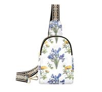 Bolsa bandolera pequeña azul crisantemo para mujer, bolsa cruzada, riñonera, bolsa de pecho, bolsas de cinturón con correa ajustable, azul, (Chrysanthemum Blue), Mochilero