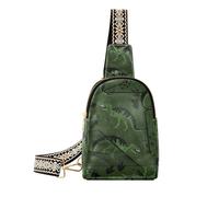 Bolsa bandolera pequeña de dinosaurio de camuflaje para mujer, bolsa cruzada, riñonera, bolsa de pecho, bolsas para cinturón con correa ajustable, color verde oscuro, Verde Oscuro, Mochilero