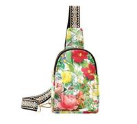 Bolsa bandolera pequeña de flores de primavera de acuarela para mujer, bolsa cruzada, riñonera, bolsa de pecho, bolsas de cinturón con correa ajustable, Watercolor Spring Flowers, Mochilero