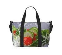 Bolsa bandolera portátil con estampado de fotografía de alimentos, adecuada para gimnasio, entrenamientos, viajes y viajes