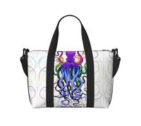 Bolsa bandolera portátil con estampado de pulpo colorido para mujer, adecuada para gimnasio, entrenamientos, viajes y viajes