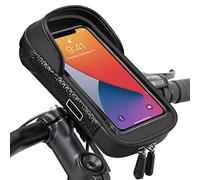Bolsa Bicicleta Manillar Impermeable Montaña - Bolsa 360° Rotación con Soporte Móvil Desmontable Ciclismo y Pantalla Táctil, Funda Móvil Bici Bike Frame Bag para Teléfonos Dentro de 7 Pulgadas, Negro