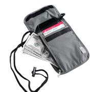 Bolsa - Bolsa de viaje de nailon impermeable para tarjetas de crédito, funda de almacenamiento antimagnética Faraday, bolsa de viaje antirrobo para tarjetas de crédito con correa para el cuello