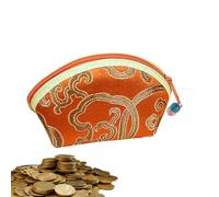 Bolsa Bordada para Monedas, Bolsa de Monedas China, Exquisita Bolsa de Monedero, Bolsa de Almacenamiento de Joyas con Cremallera para Mujer, Bolsa de joyería Bordada con Flores, Orange, Refer to