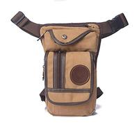 Bolsa cartuchera de Lona/Nylon for Hombre, riñonera, cinturón, Muslo, Cadera, vago, Bandolera Mensajero for Motocicleta 99(Color:Khaki)