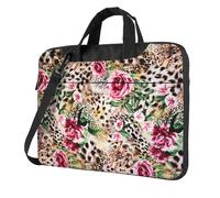 Bolsa clásica delgada para laptop, diseño de tigre y leopardo, rosa, con correa para el hombro y asa, maletín ergonómico y bolsa de mensajero, Black, 14 inch