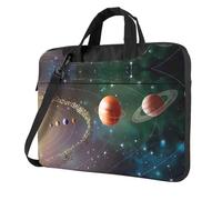 Bolsa clásica delgada para laptop, planeta, sistema solar, con correa para el hombro y asa, maletín ergonómico y bolsa de mensajero, Black, 13 inch