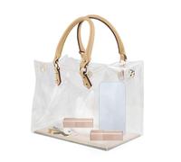 Bolsa Clear Tote - Bolsa de playa de PVC transparente con cremallera | Organizador de maquillaje impermeable aprobado por el estadio, durabilidad y sin problemas para el trabajo transparente para la e