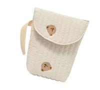 Bolsa colgante de algodón para cochecitos, bolsa de viaje portátil con elegante detalle bordado para almacenamiento de artículos esenciales para bebé, elegante soporte para pañales