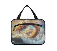 Bolsa colgante de artículos de tocador para mujer, diseño de dragón chino con gancho, bolsa de maquillaje acolchada expandible para mamá, bolsa de viaje para guardar maquillaje L