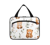 Bolsa colgante de oso marrón con diseño de dibujos animados para mujer, con gancho, neceser unisex para viajes, viajes, cruceros, bolsa para maquillaje, Bonito oso marrón de dibujos animados, L