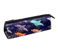 Bolsa compacta con cremallera para bolígrafos, diseño de ballenas y gouache en acuarela, multicolor, 5.5 ×6 ×20CM/2.2x2.4x7.9 in, Organizador de bolsas