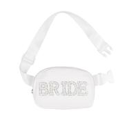 Bolsa compacta de nailon para novia, con perlas, con correa desmontable para ceremonia, recepción, novia, Novia, Talla única