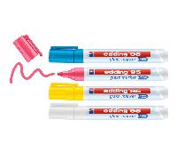 bolsa con 4 marcadores edding 95 colores blanco amarillo rosa y azul edding 95-099