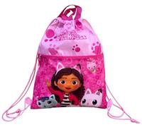 Bolsa con bolsillo frontal mochila con cierre de cordón bolsa para niños 44 x 34 cm escuela gimnasio ocio, Gabby's Dollhouse, talla unica