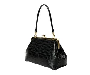 Bolsa con cierre de beso para besos | Bolsa de piel sintética con cierre | Bandolera de moda | Ideal para mujeres, trabajo, escuela, compras, viajes, fin de semana y salidas, Negro , Se référer au
