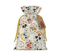 Bolsa con cordón con estampado de calavera mexicana para regalos, bolsas de regalo adorables reutilizables, perfectas para joyas y mucho más
