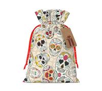 Bolsa con cordón con estampado de calavera mexicana para regalos, bolsas de regalo adorables reutilizables, perfectas para joyas y mucho más
