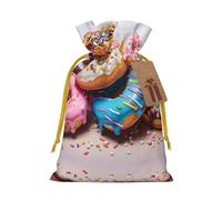 Bolsa con cordón con estampado de donas para regalos, bolsas de regalo adorables reutilizables, perfectas para joyas y mucho más