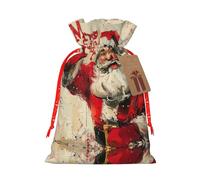 Bolsa con cordón con estampado de Feliz Navidad para regalos, bolsas de regalo adorables reutilizables, perfectas para joyas y mucho más