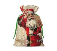 Bolsa con cordón con estampado de Feliz Navidad para regalos, bolsas de regalo adorables reutilizables, perfectas para joyas y mucho más