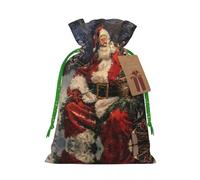 Bolsa con cordón con estampado de Feliz Navidad para regalos, bolsas de regalo adorables reutilizables, perfectas para joyas y mucho más