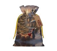 Bolsa con cordón con estampado de Feliz Navidad para regalos, bolsas de regalo adorables reutilizables, perfectas para joyas y mucho más