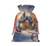 Bolsa con cordón con estampado de Feliz Navidad para regalos, bolsas de regalo adorables reutilizables, perfectas para joyas y mucho más