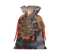 Bolsa con cordón con estampado de Feliz Navidad para regalos, bolsas de regalo adorables reutilizables, perfectas para joyas y mucho más