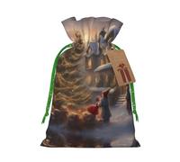 Bolsa con cordón con estampado de Feliz Navidad para regalos, bolsas de regalo adorables reutilizables, perfectas para joyas y mucho más