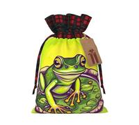 Bolsa con cordón estampada Frog In A Pond Holiday S, bolsa ligera con cordón para almacenamiento y envoltura