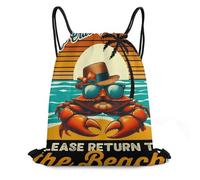Bolsa Con Cordón If Crabby Please Return To The Beach 36X42Cm | Bolsa Con Cordón Resistente Ligero Drawstring Bags Para Vacaciones Deporte Viajes Mochila Cuerdas