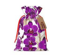 Bolsa con cordón para regalo, diseño de orquídea morada, bolsas de regalo adorables reutilizables, perfectas para joyas y mucho más