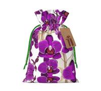 Bolsa con cordón para regalo, diseño de orquídea morada, bolsas de regalo adorables reutilizables, perfectas para joyas y mucho más