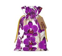 Bolsa con cordón para regalo, diseño de orquídea morada, bolsas de regalo adorables reutilizables, perfectas para joyas y mucho más
