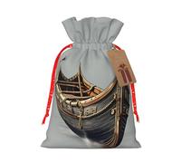 Bolsa con cordón reutilizable y ecológica con estampado de barcos vikingos para fiestas, celebraciones de temporada