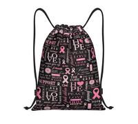 Bolsa con Cordónbolsas De Gimnasia para Natación Senderismo Viaje 36X42Cm Ligera Fácil De Doblar Bolsa De Deporte Concientización sobre El Cáncer De Mama, Esperanza Y Amor
