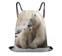 Bolsa con Cordónbolsas De Gimnasia para Yoga Vacaciones Playa 36X42Cm Ligera Fácil De Doblar Bolsa De Cuerdas Amor De Oso Blancos