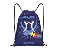 Bolsa con Cordónmochila Cuerdas para Viaje Playa Mujeres 36X42Cm Ajustable Fácil De Doblar Bolsa De Gimnasio Mes De Concientización sobre El Autismo