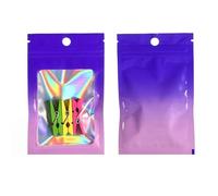 Bolsa con ventana Ziplock de papel aluminio que cambia gradualmente, Hardware Matcha láser, bolsas embalaje joyería holográfica, 300 Uds para Empaque(Color 2,10x15cm)